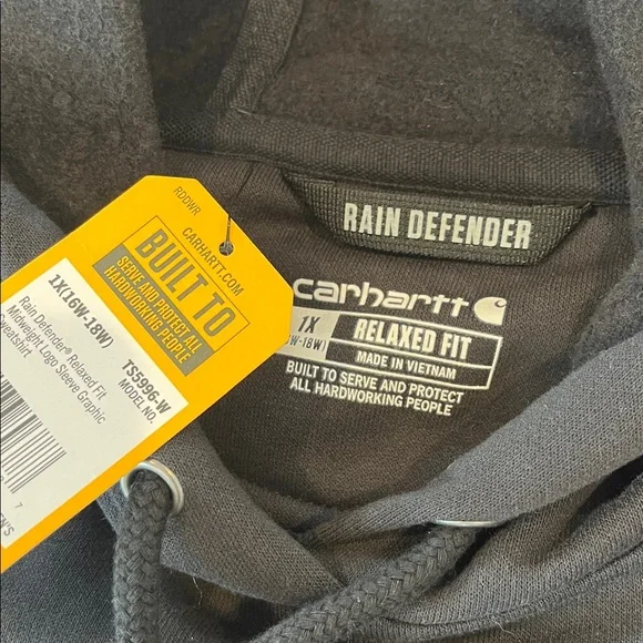 🆕 Carhartt Rain Defender Relaxed Fit Logo Sleeve Graphic Sweatshirt Hoodie Black - Picture 4 of 5